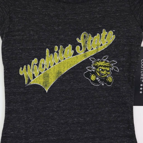 Wichita State Campus Couture Girls T-Shirt Shirt Black Yellow Short Sleeve S New - Picture 2 of 6
